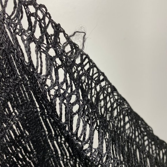 Black w/ Silver Metallic Fringe Crochet Scarf 77" X 37" - Picture 7 of 9